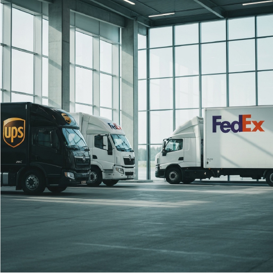 Fleet of delivery trucks